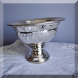 S09. Sterling silver weighted pierced edge Columbia footed bowl. Dented base. 5”h - $125 